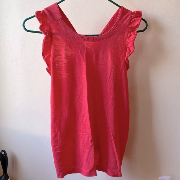 Loft, Size SP, ruffle sleeve top. Color is Watermelon. Perfect Condition - Picture 1 of 3